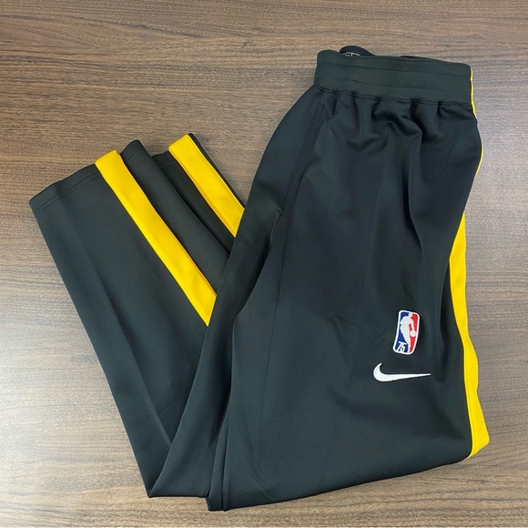 Nike Atlanta Hawks Pants Black Yellow Warm Up Team Issued NBA Men’s Sz L - Picture 1 of 6